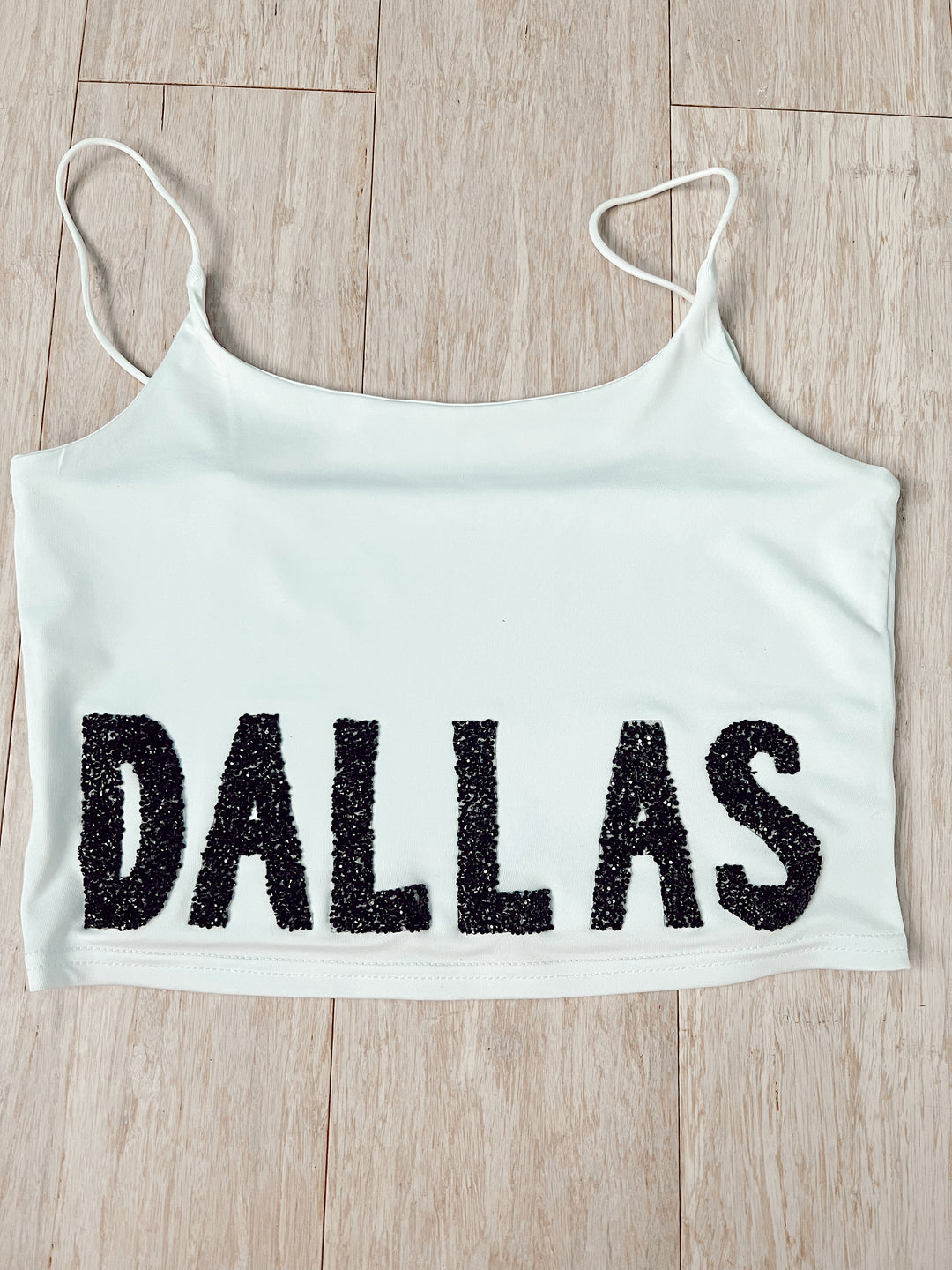 Sparkled Letter Dallas Crop Tank