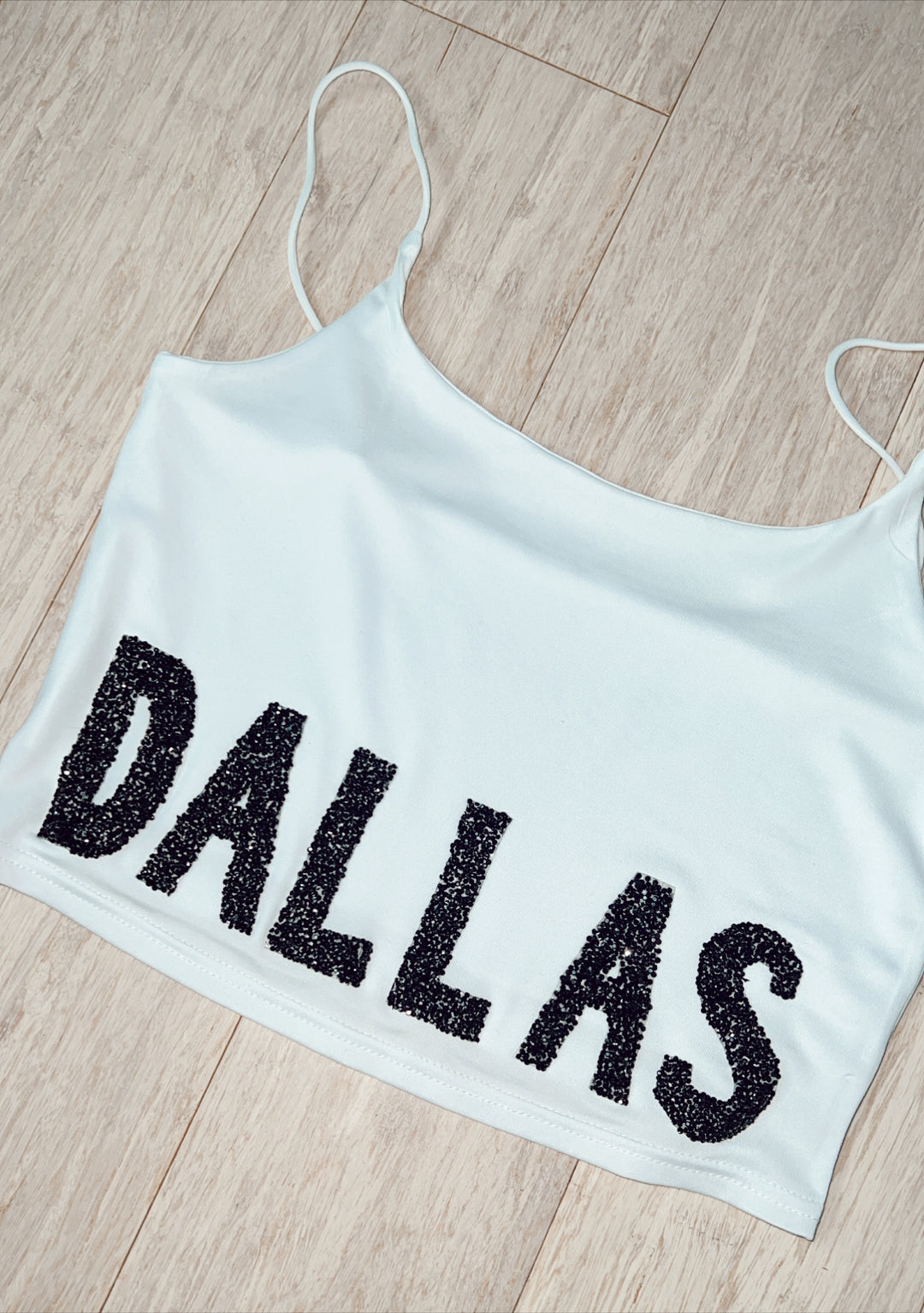 Sparkled Letter Dallas Crop Tank