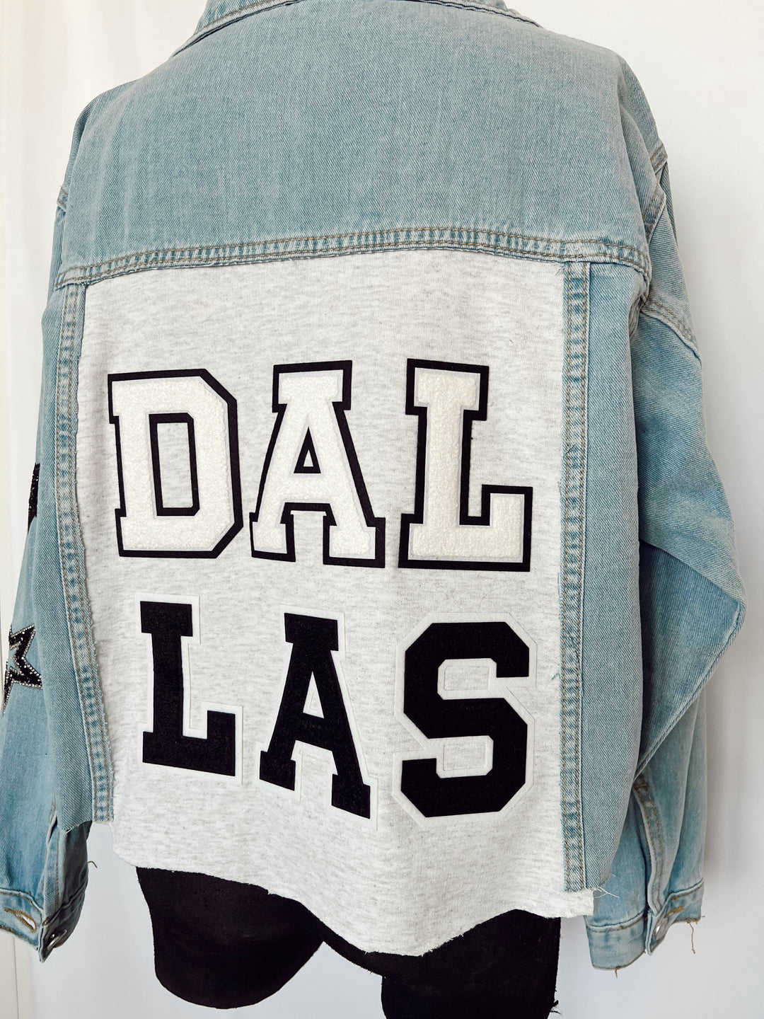 Dallas Fuzzy Letter Star Jean Jacket