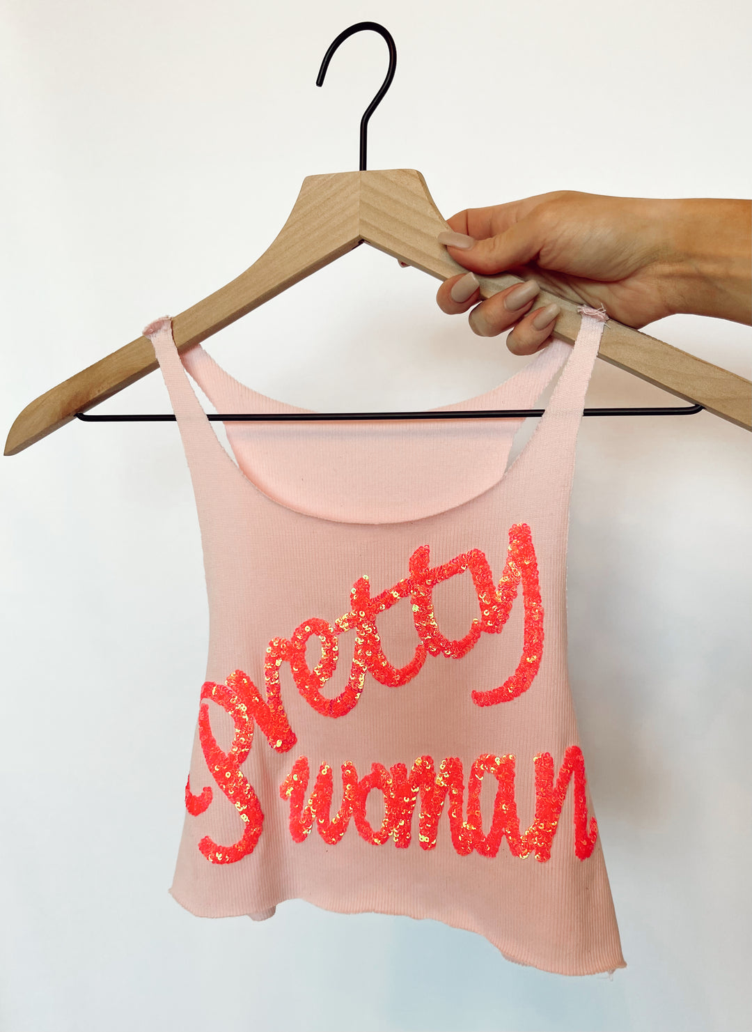 Pretty Woman Sparkled Letter Crop Tank