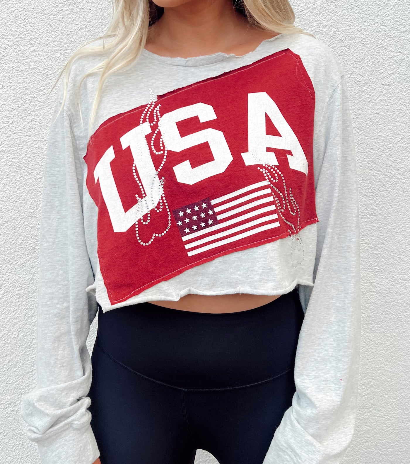 USA Flames Long sleeve Crop