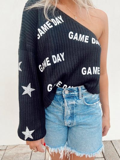 Game Day One-Shoulder Sweater