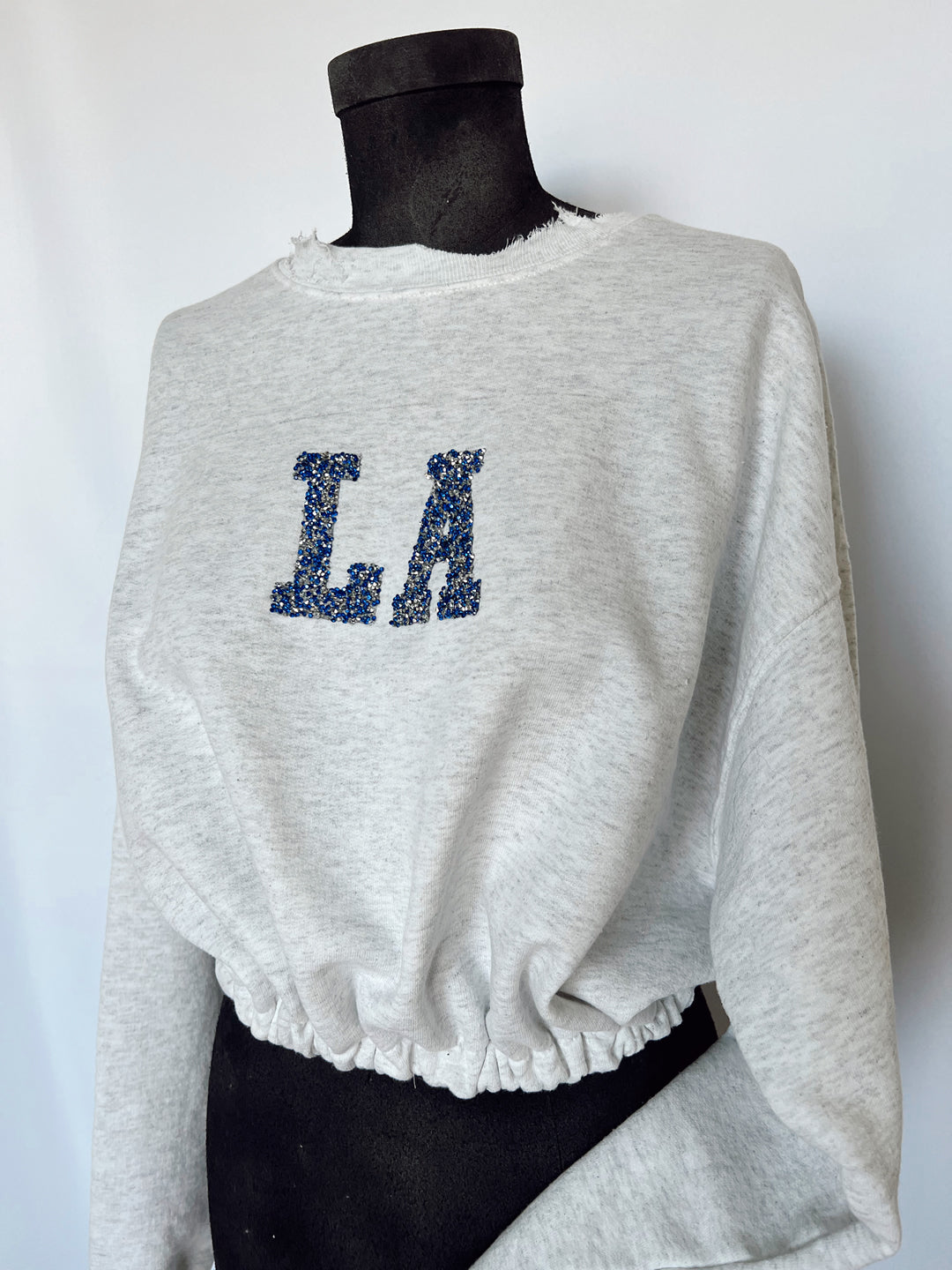 CUSTOMIZABLE Sparkled Letter Sweatshirt Cropped