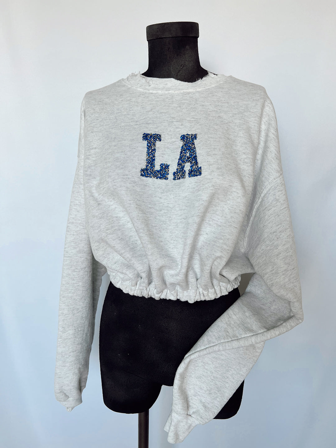 CUSTOMIZABLE Sparkled Letter Sweatshirt Cropped